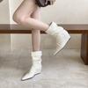 2025 autumn new European and American pointed toe wedge temperament French fashion pleated two women's short boots