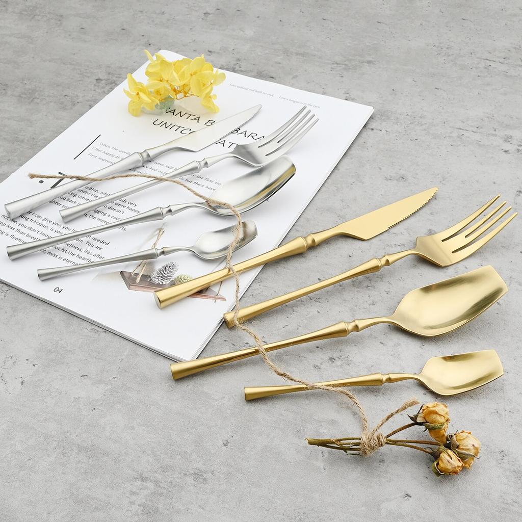 3 Colors Matte Tableware Western Knife Coffee Spoon Fork Dinnerware Set 304 Stainless Steel Cutlery Set Patry Kitchen Silverware