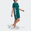 Adidas Neo Color Block Logo Print Sports Round Neck Short Sleeve Dress Women Dresses Forest-Green H61975
