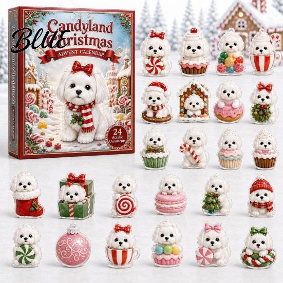 Surprise Mystery Gifts Ornament Set Calendar 24-Day Christmas Advent 2026 Dog Acrylic 2D Educational Holiday