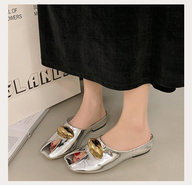 Fashion Women Flats Mules Slippers Hollow Sandals Woman Shoes Summer 2025 Sexy New Slingback Leather Shoes Luxury Brand Mujer Flip Flops