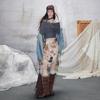 UNIFREE Plus Size Retro Animal Print Mid-Length Skirt