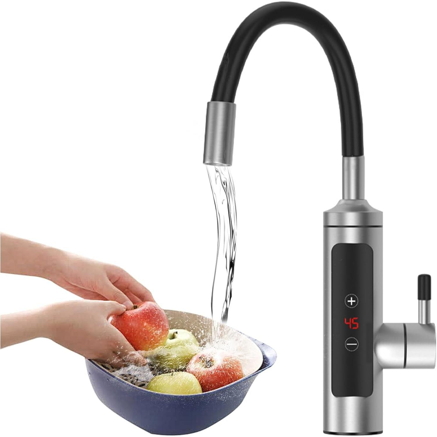 

Tankless Water Heater 110v,360° Rotatable Instant Water Heater,Led Display Electric Mini Water Heater for Kitchen & Bathroom чорний