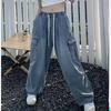 Straight Leg Jeans voor Dames Niche Design Losvallend en Multi-Pocket Wijde Pijpen Broek voor Dames Jeans