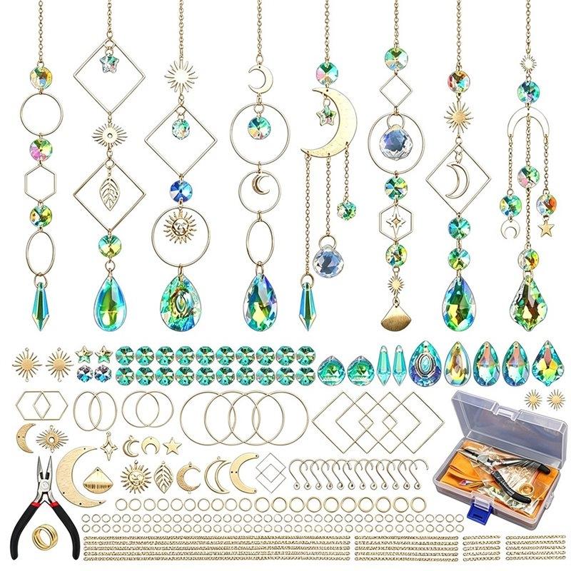 Kits de Capteurs de Soleil J1UL1N Pour Adultes, 228 Pièces de Matériel de Fabrication de Capteurs de Soleil DIY Avec Cristaux, Loisirs Créatifs Pour Ornements Suspendus