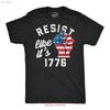 Unisexs Funny T Shirt Resist Like Its 1776 Sarcastic Fourth Of July Vintage Breathable Homme Slightly Stylish Soft