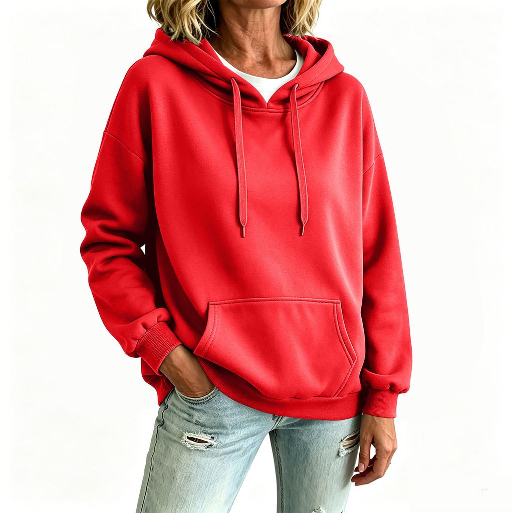 Women's Long Sleeve Hooded Sweatshirt with Pockets for Casual Everyday Wear
