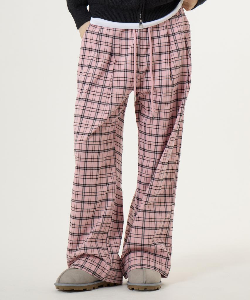 UNBEKANNTER PLANET Check Elastische Taille Hose Rosa