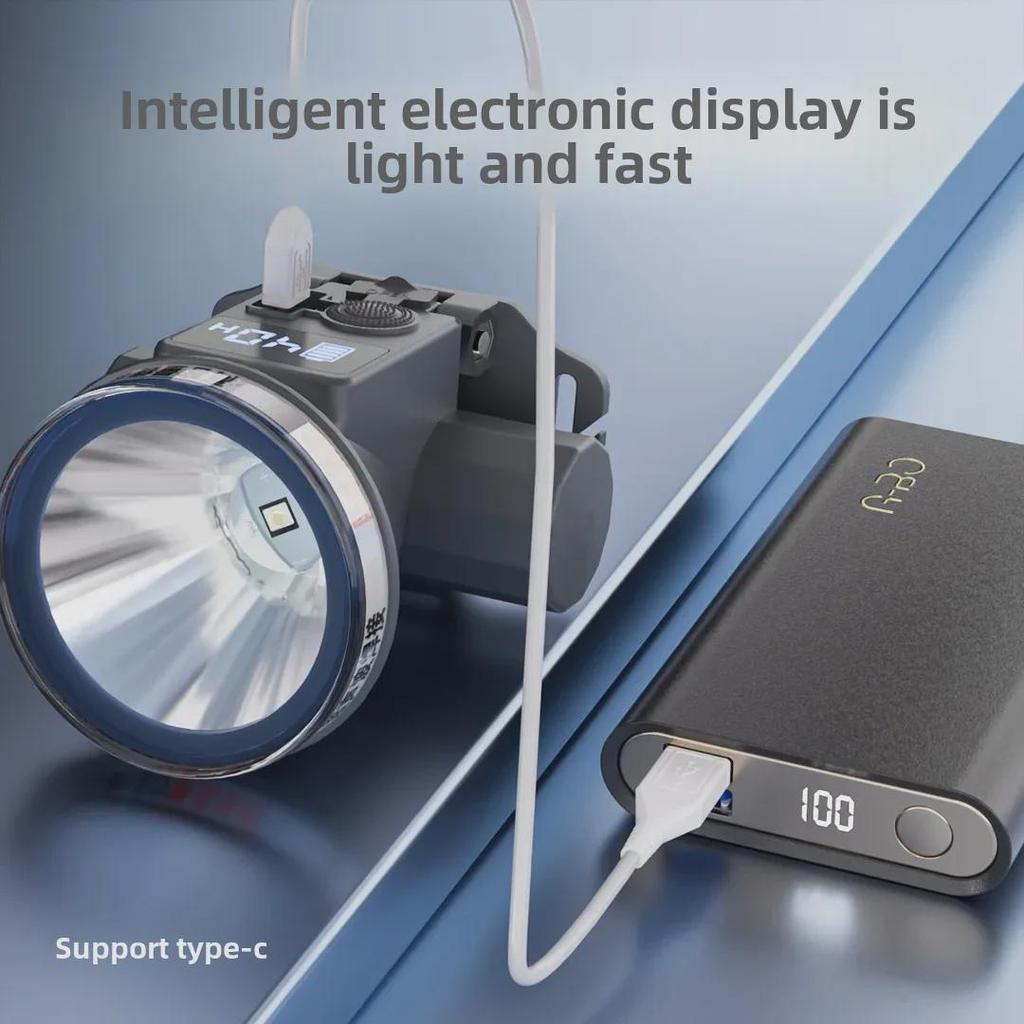 Oppladbar Vanntett LED Hodelykt for Nattfiske - Supersterk, Langvarig og Langtrekkende