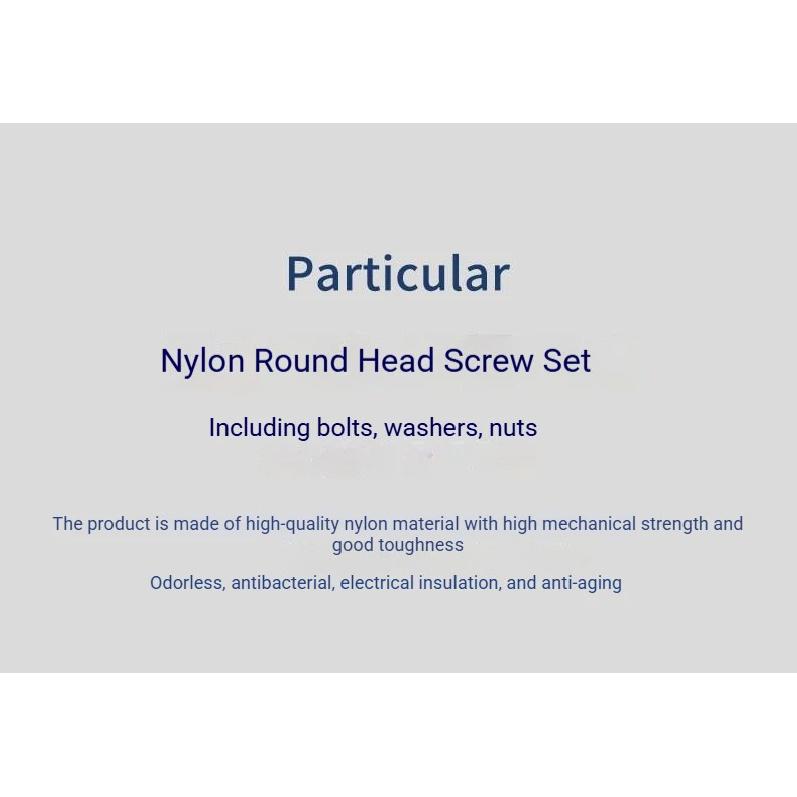 Nylon Round Head Cross Screw Washer Nut Set M2/M2.5/M3/M4/M5/M6 Used for Mechanical Acrylic Product Fixing Fastener White black