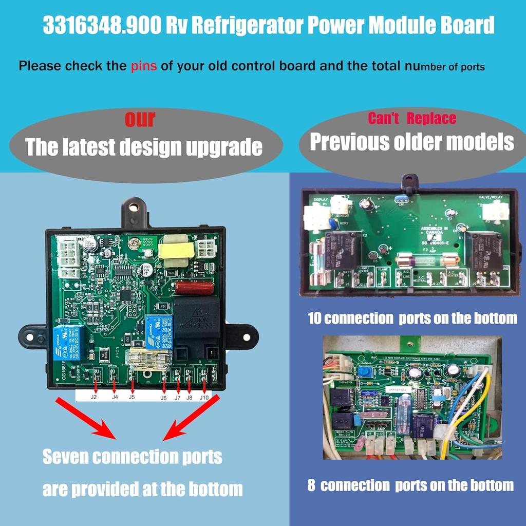 3316348.900 RV Fridge Control Board, Fit For Dometic DM2652 RM2652 Etc Fridge(Some Old Models Are Incompatible). Seven Ports Bottom.Not Replace The