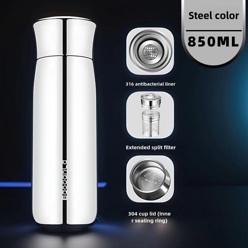 Insulated Thermos with Cup Outdoor Sports Stainless Steel Thermos Vacuum Sealed Coffee Bottle Travel Mug Thermos Flask BPA Free 850ml