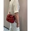 New leather drawstring lucky bag fashion trend pleated cloud bag small cute messenger bag celebrity bucket bag