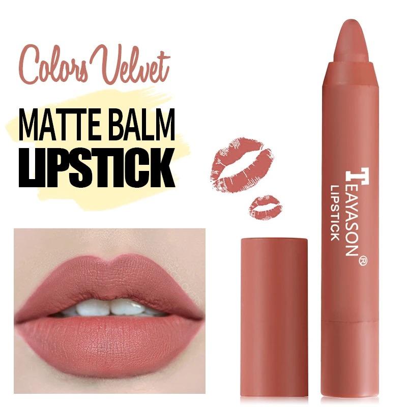 Batom Matte 12 Cores À Prova D'água Veludo Nude Lápis Batom Vermelho Sexy Marrom Pigmentos Maquiagem para Lábios Tinta Labial de Longa Duração