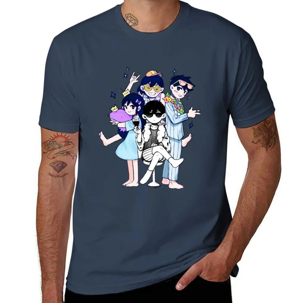 Omori Charcter Tshirt - Omori Basill Sticker T-Shirt Plus Size Tops Anime Hippie Clothes Funnys T Shirts for Men