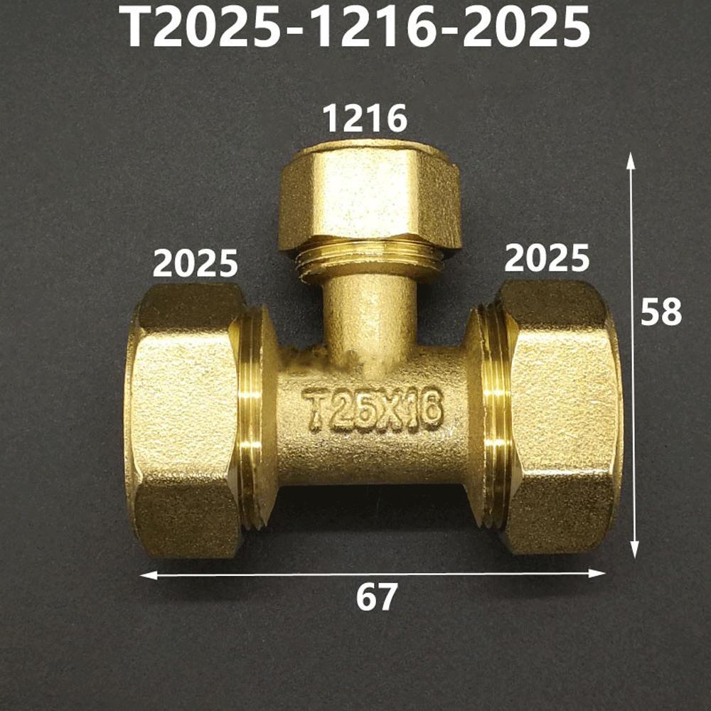 Brass Compression Tee Pex 1216/1418/1620/2026/2632 Pipe Fitting Equal Reduced Aluminum Plastic Pipe Fittings for Floor Heating
