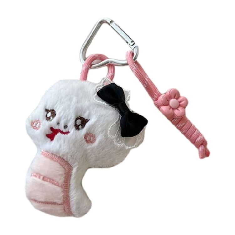 Delightful Snake Shape Keychain Soft Plush Bag Pendant Add Touch to Any Item Car Key Holder Backpack Charm for Daily
