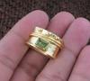Peridot Gemstone Ring, Yellow Gold Ring, Handmade Ring, Unisex Ring, Boho Ring, Statement Ring, 925 Sterling Silver