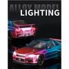 1/24 Nissan Skyline GT-R GTR R34 Alloy Electroplated Sports Car Model Diecast Metal Racing Car Vehicles Model Sound Light Kids Toy Gift