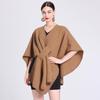 Poncho cu șal pentru femei, cardigan cu față deschisă, șal pentru toamna iarnă, culoare uni, haină tricotată fără mâneci, mantie elegantă, șal pentru femei