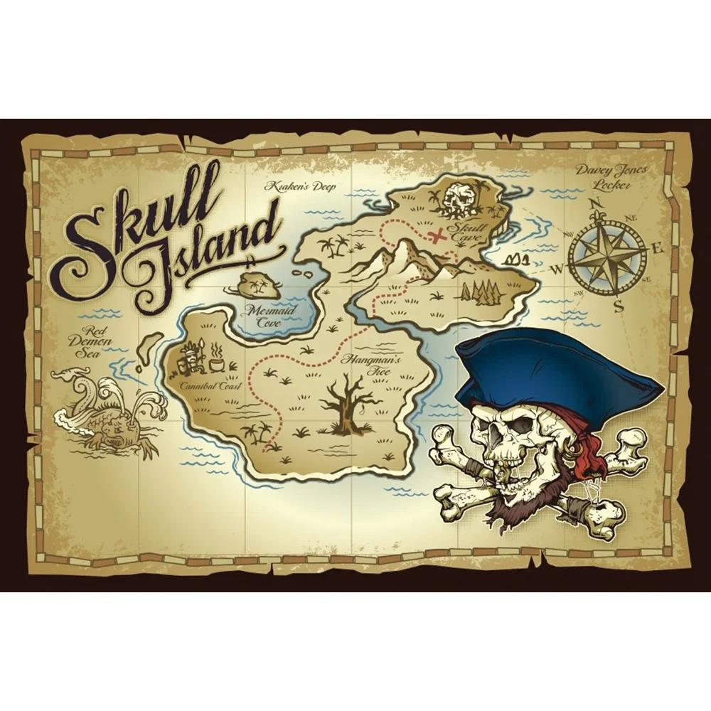 Pirate Treasure World Map Backdrop – Sailing Theme For Boy'S Kids Birthday Party, Photography Studio Decor Banner-Tapestry