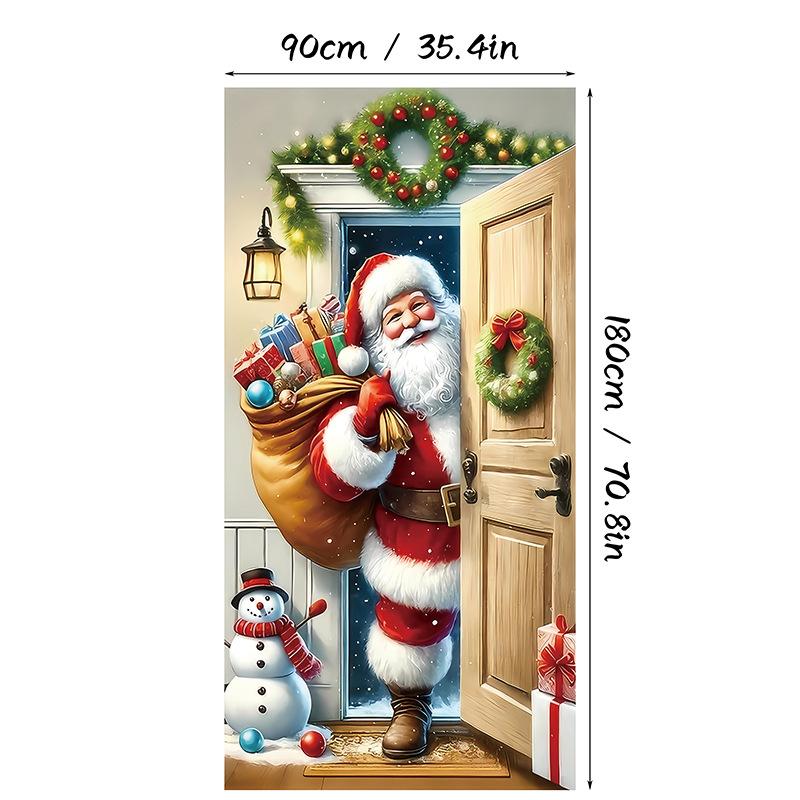 

Christmas Creative Decorations Door Cover Banner Hanging Cloth красный