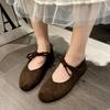 Fashion Women's Flat-bottomed Mary Pumps Low-cut Shoes Spring and Autumn Fashion Lace-up Soft-soled Leisure and Comfortable Ballet Shoes