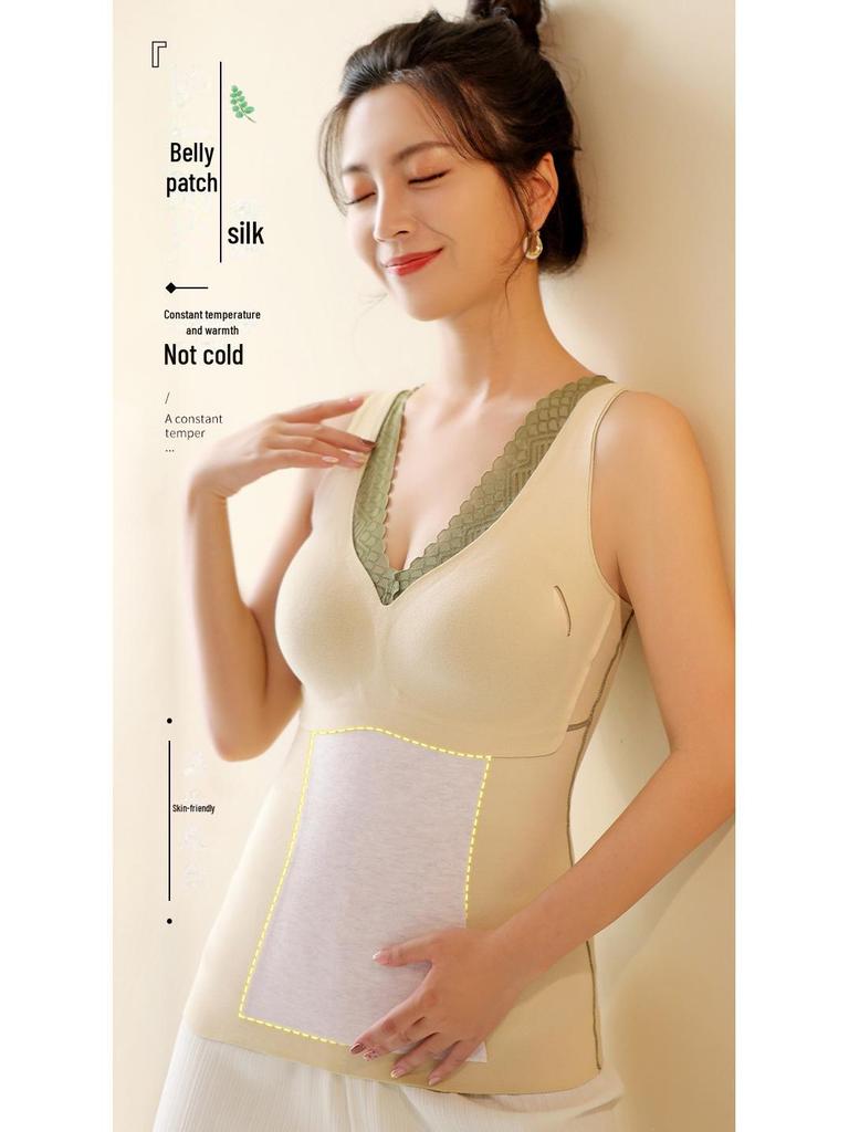 Women's Double-Sided Brushed Velvet Warm Vest with Thickened Chest Pads and Bottoming Thermal Underwear