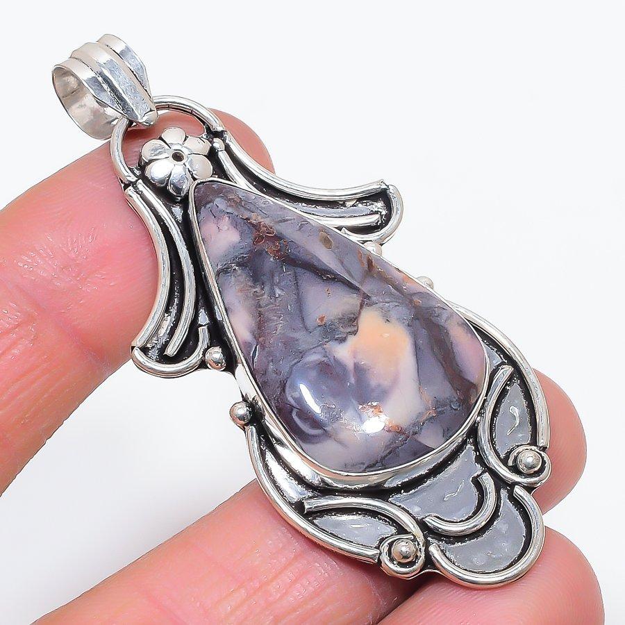 

Natural Porcelain Jasper Gemstone 925 Sterling Silver Jewelry Pendant 2.64 H0z19