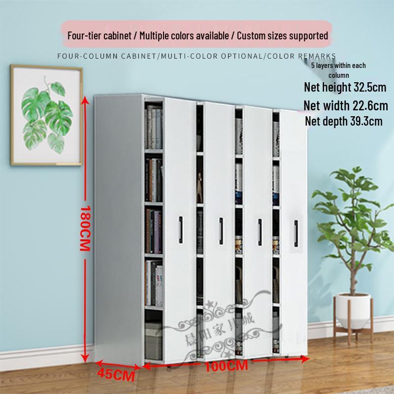 Compact Sliding Dustproof Bookshelf with Wheels and Hidden Gap Storage