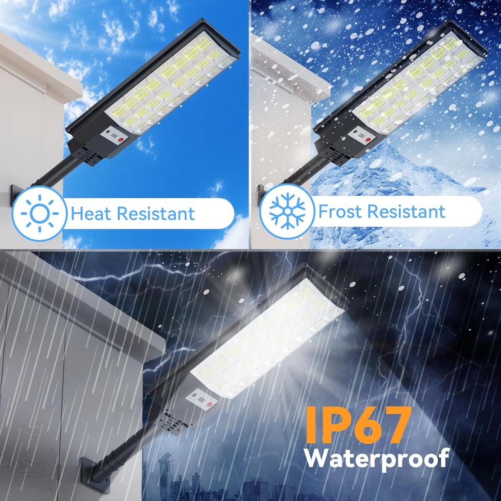 4 Pack Solar Street Lights - IP66 Waterproof, Motion Sensor Dusk to Dawn Security Light with Remote Control for Outdoor Use