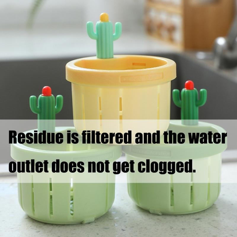 2Pcs Cactus Shaped Press Release Draining Basket Food Waste Catcher Sink Draining Basket Filter Easily to Clean