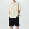Men's Trendy Cotton Summer Two-Piece Set: Round Neck T-shirt & Casual Shorts