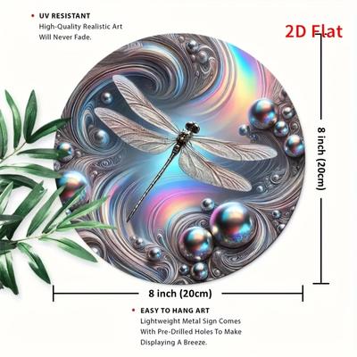 Dragonfly Aluminum Wall Art. Engraved Rustic Decor for Home, Garage or Cafe. Ideal Gift.