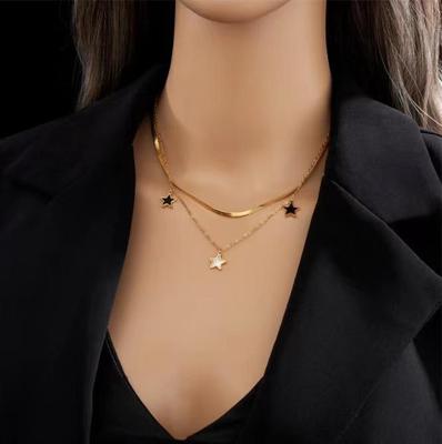 14k Gold Fünfzackiger Stern Muschel Halskette - Damen Elegante Koreanische Schlüsselbeinkette