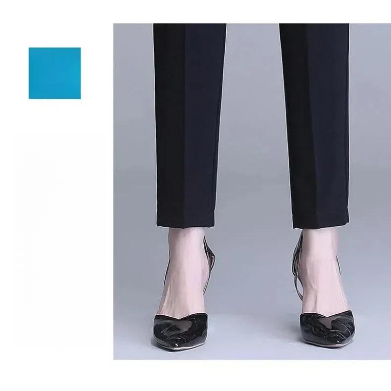 Trouser Suits Solid Color High Waisted Pockets Elastic Letter Sashes Rivet Casual Women's Clothing Spring Autumn Pants