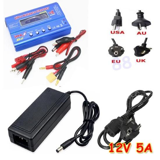 IMAX B6 80W Battery Charger Lipo NiMh Li-ion Ni-Cd Digital RC IMAX B6 Lipro Balance Charger Discharger + AC POWER 12V 5A Adapter
