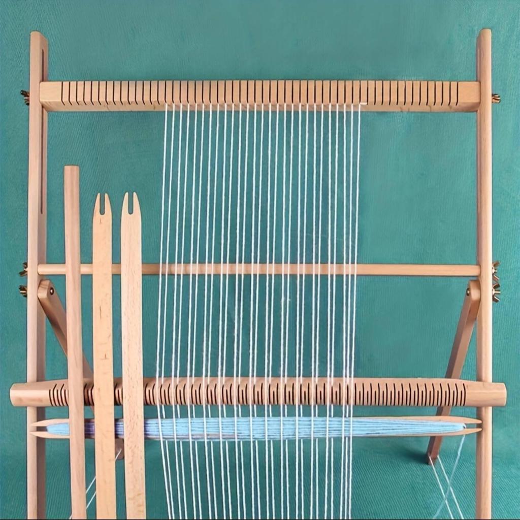 Weaving Loom with Tools Freestanding for Fiber Artists, Craft Hobbyists,