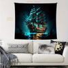 2D Nautical Gothic Tapestry, Haunted Pirate Ship for Room & Party Decor