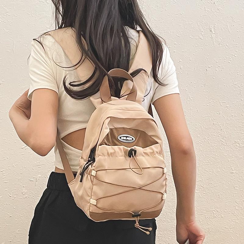 Schoolbag Japanese small schoolbag women's 1011 new ins wind cute drawstring contrasting color leisure bag travel light backpack women