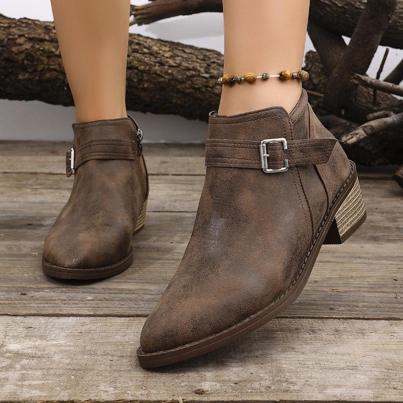 2025 Winter Large New Coarse Heel Short Boots Zipper Fashionable and Comfortable Short Boots High Quality Women's Boots
