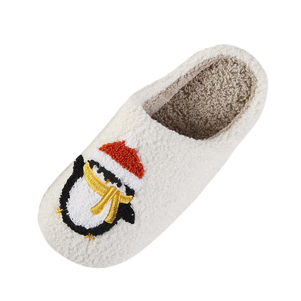 Couple Winter Christmas Penguin Warm Cotton Slippers Lovers Men And Women Thick Sole Soft Sole Non Slippers Women Summer Outdoor