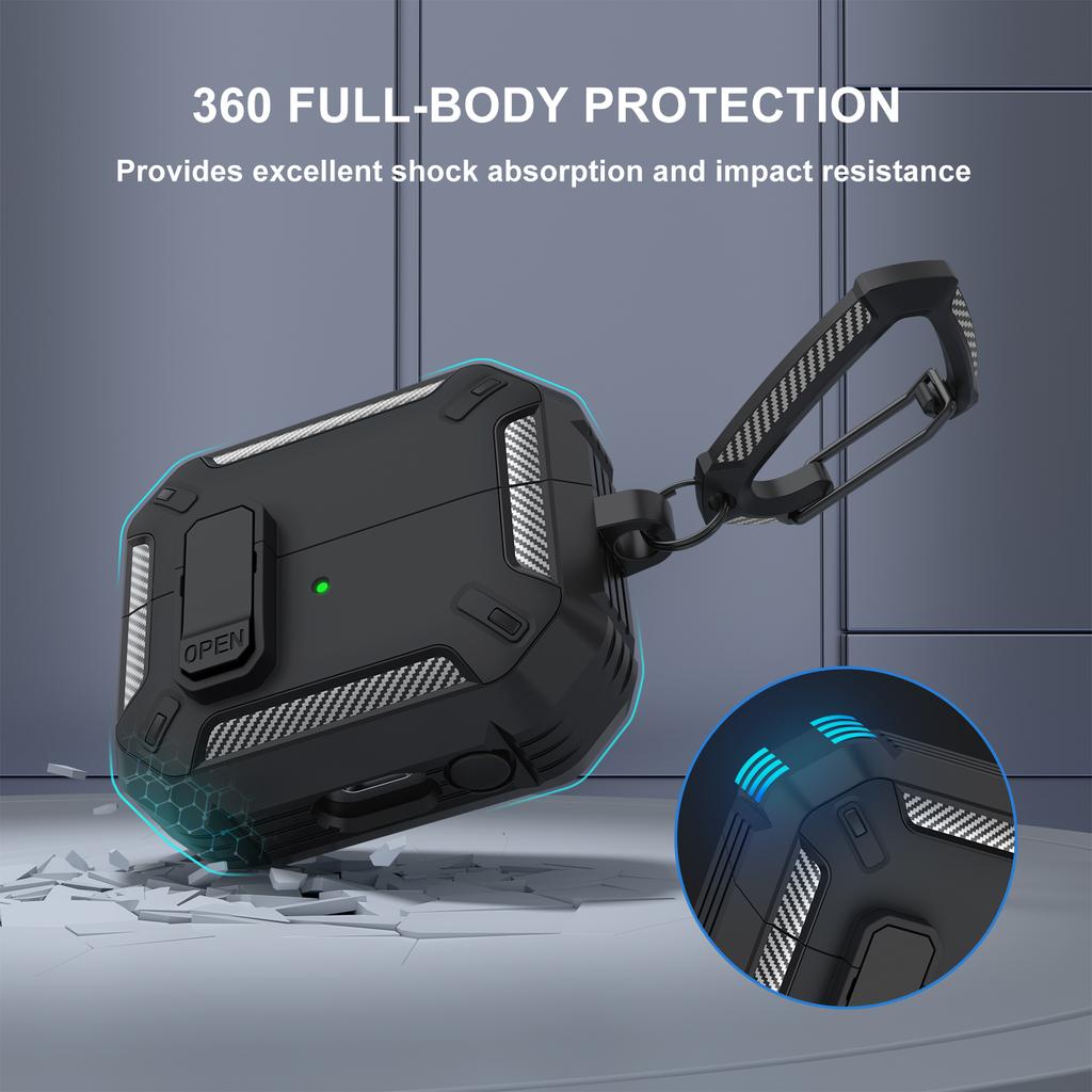 Case For Samsung Galaxy Buds 3 Pro/3 Earphone Cover With Secure Lock Carbon Fiber Headphone Shell 360 Degree Protective Cases