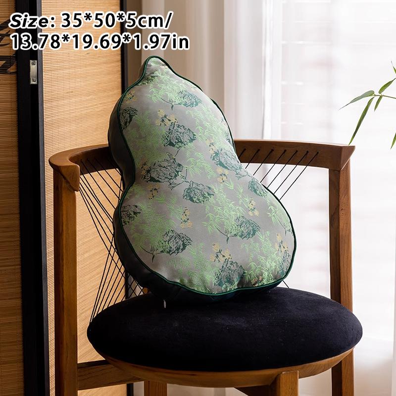 

Chinese Style Lantern Shape Cushion Embroidered Pillow Butterfly Gourd Cushion New Year Decor Sofa Bedside Waist Support Cushion