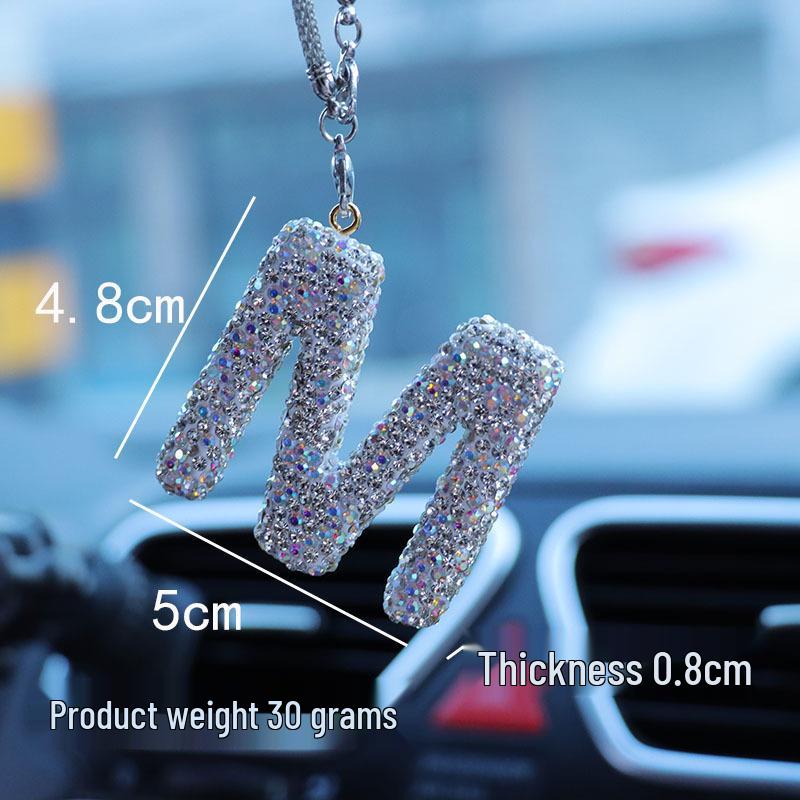Rhinestone Bow Polymer Clay Rearview Mirror Ornament for Women