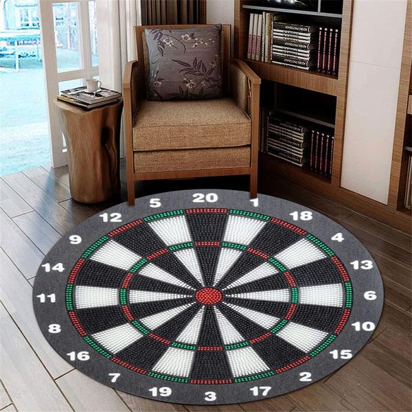 Water and Fire Dart Pattern Non-Slip Area Rug, Round Rug Floor Mats Carpets for Bedroom Living Room Decorative,Children Play Rug