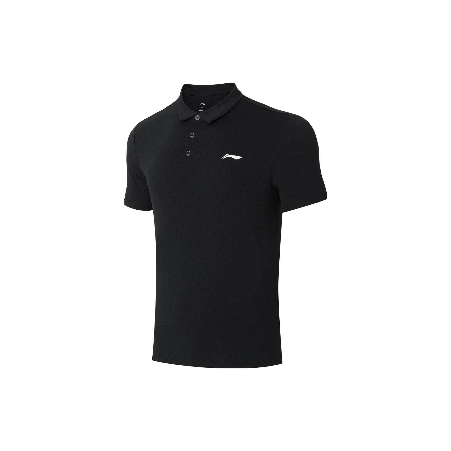Мужские рубашки-поло Li Ning Fitness Series Черные С воротником-поло Умеренный прямой крой APLT127-1 M