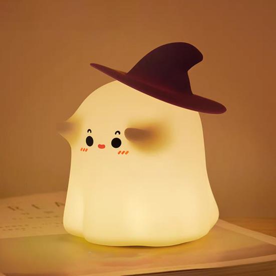 Halloween Pumpkin Night Light Soft Glow Timer Function Cordless Rechargeable Dimmable Silicone Bedside Lamp Party Decor