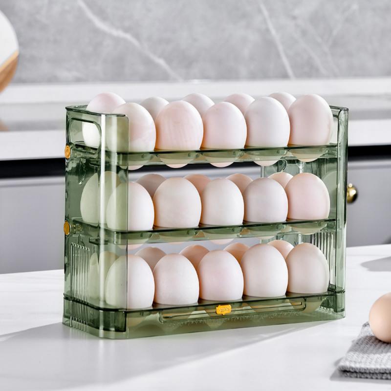 Egg Storage Box New Can Be Reversible Three Layers Of 30 Egg Tray Refrigerator Organizer Food Containers Kitchen Storage Boxes