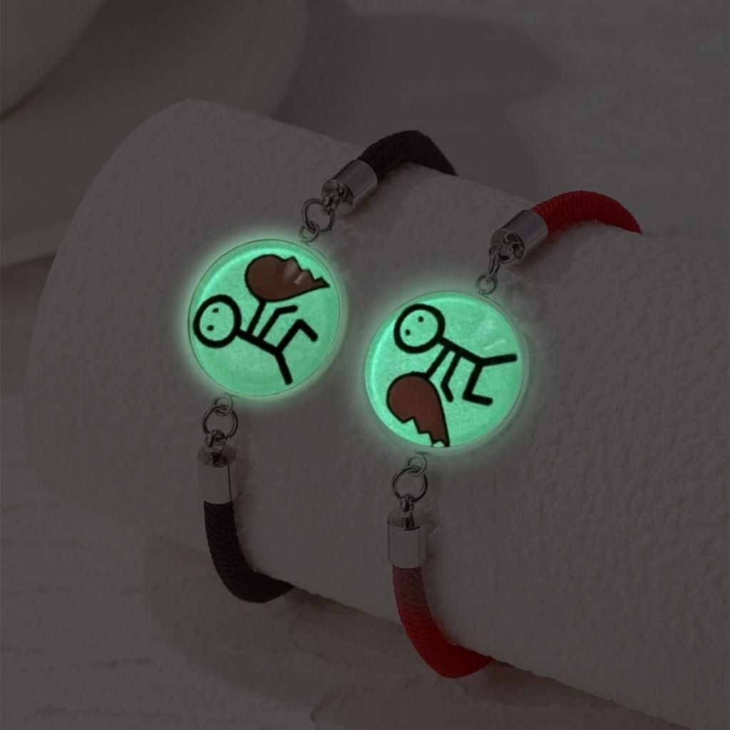 2 Pcs/Set Luminous Braided Rope Couple Bracelets for Lovers Sun Moon Butterfly Glow In the Dark Chains Noctilucent Jewelry Gift